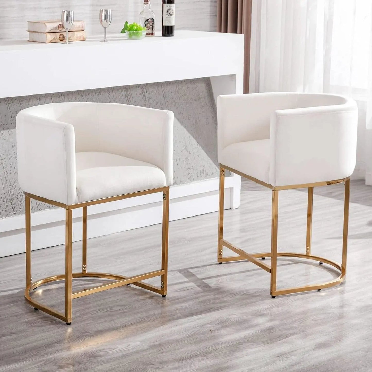 Counter Height Bar Stools Set Of 2 Ivory Velvet 24 Inch from PriceLows™