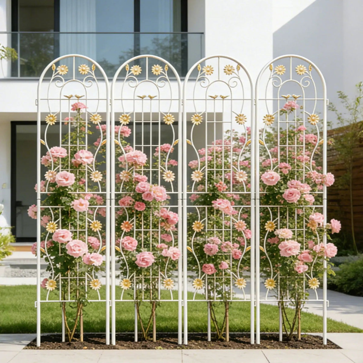 Metal Garden Trellis | Galvanized Steel | Powder Coated | 4 Piece Set