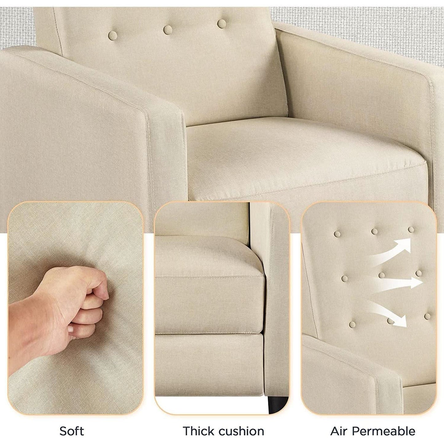 Fabric Recliner Chair Mid Century Modern With Durable Polyester Upholstery from PriceLows™