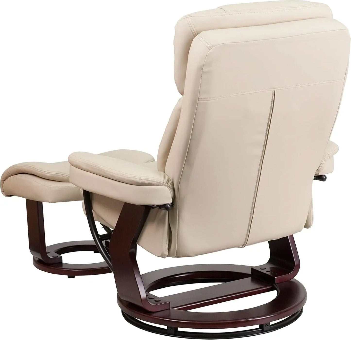Beige Leathersoft Upholstered Recliner With Ottoman from PriceLows™