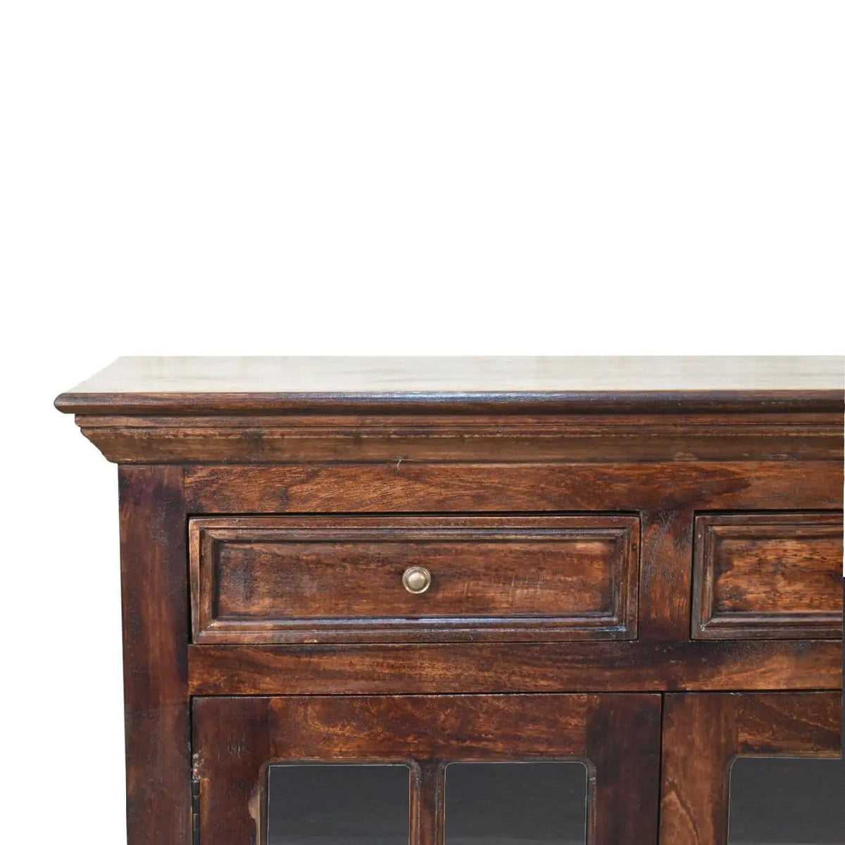 Cabinet With Glazed Doors | 2 Pieces | Solid Wood & Brass | Living Room