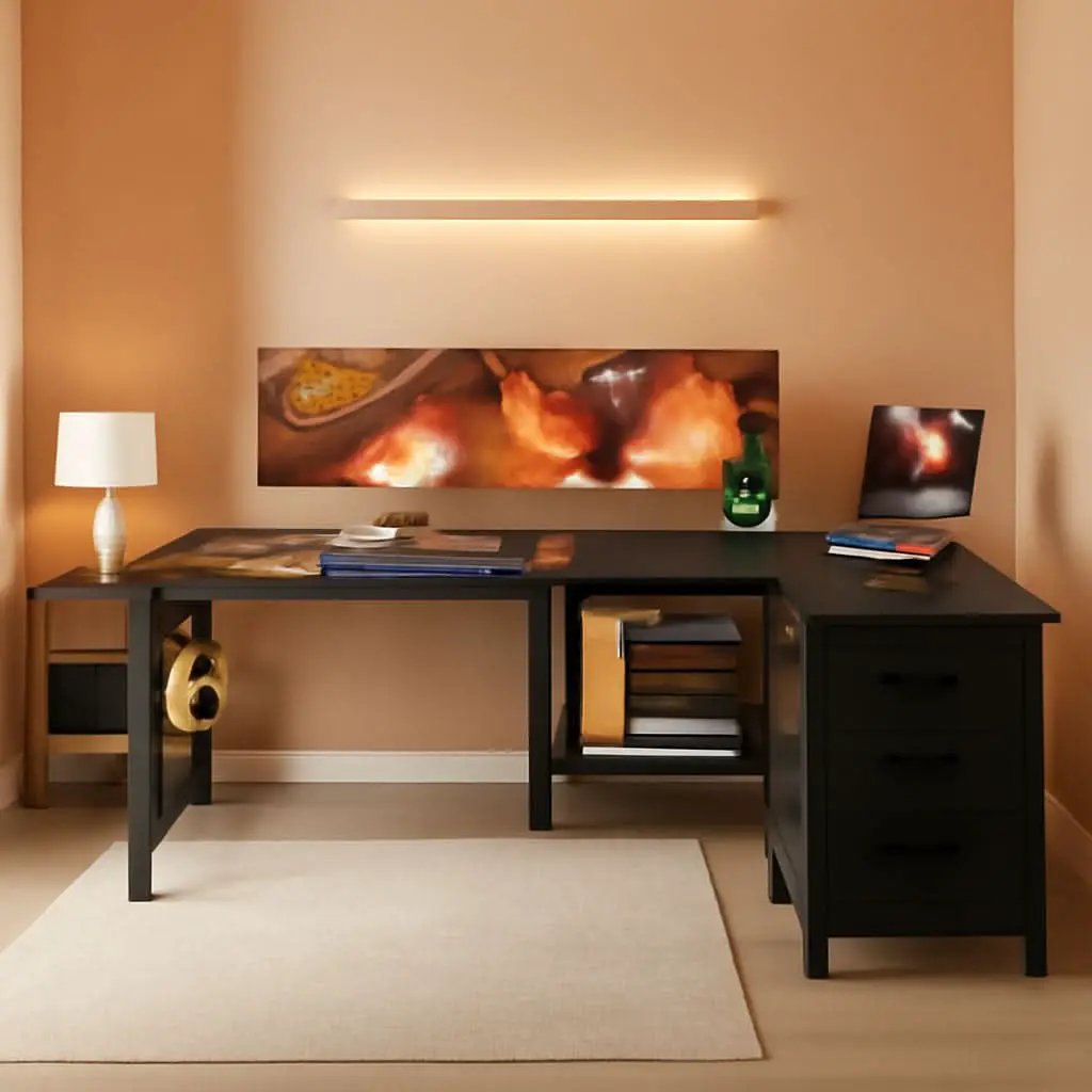 53 Inch L Shaped Gaming Desk With USB Ports For Home Office from PriceLows™