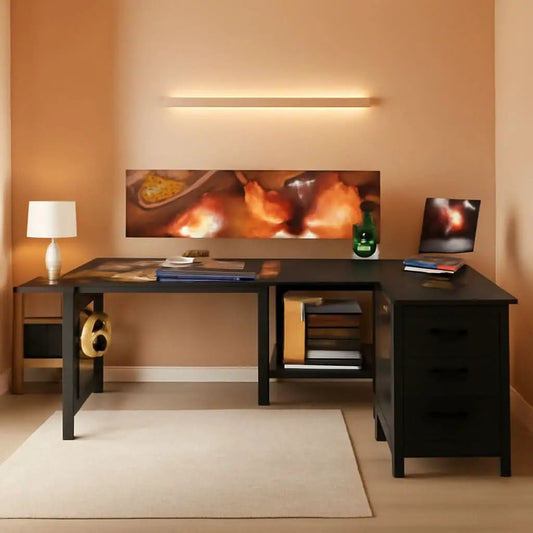 53 Inch L Shaped Gaming Desk With USB Ports For Home Office from PriceLows™