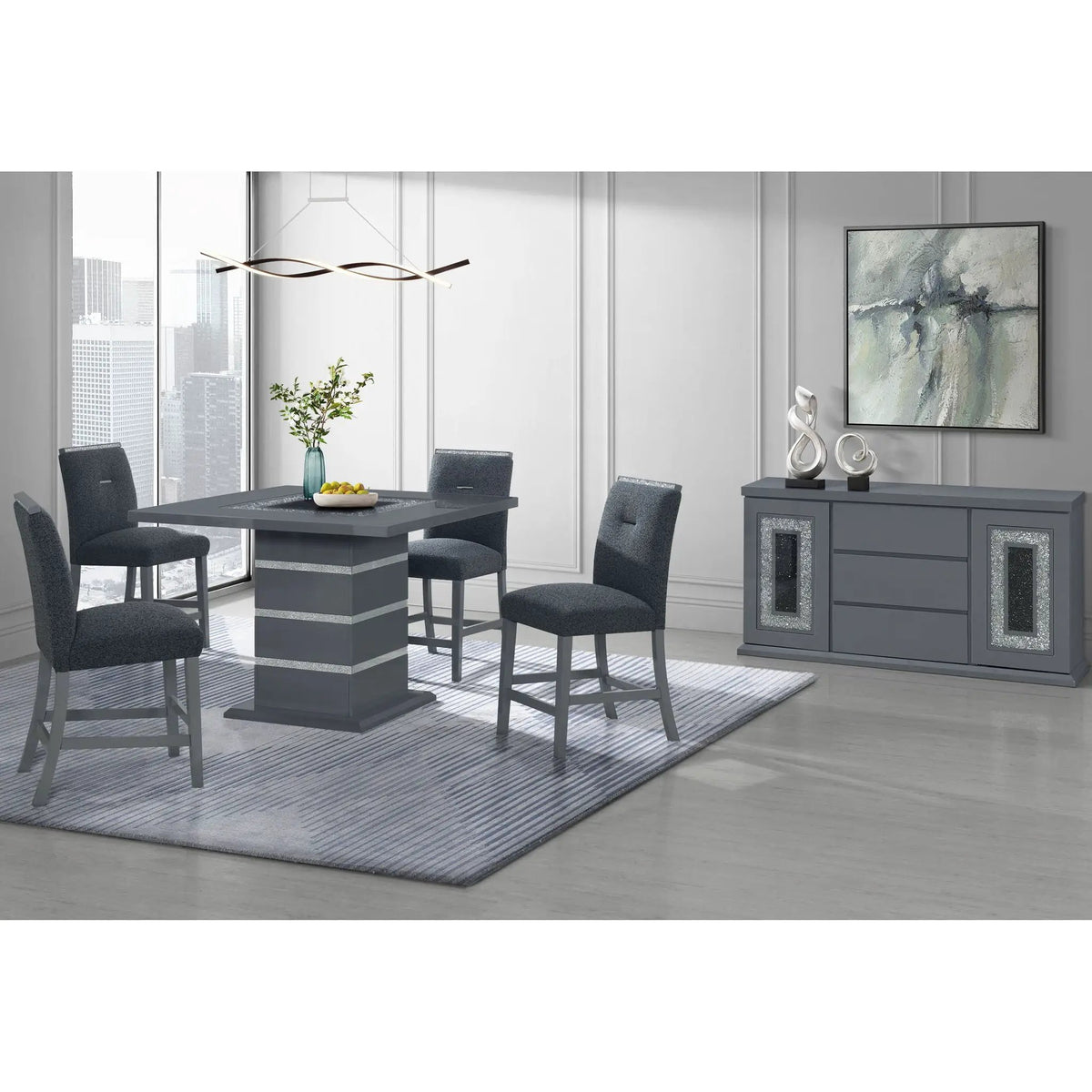 Ariya Bar Stools | Set Of 2 | Dark Gray Matte Finish | Padded Seat
