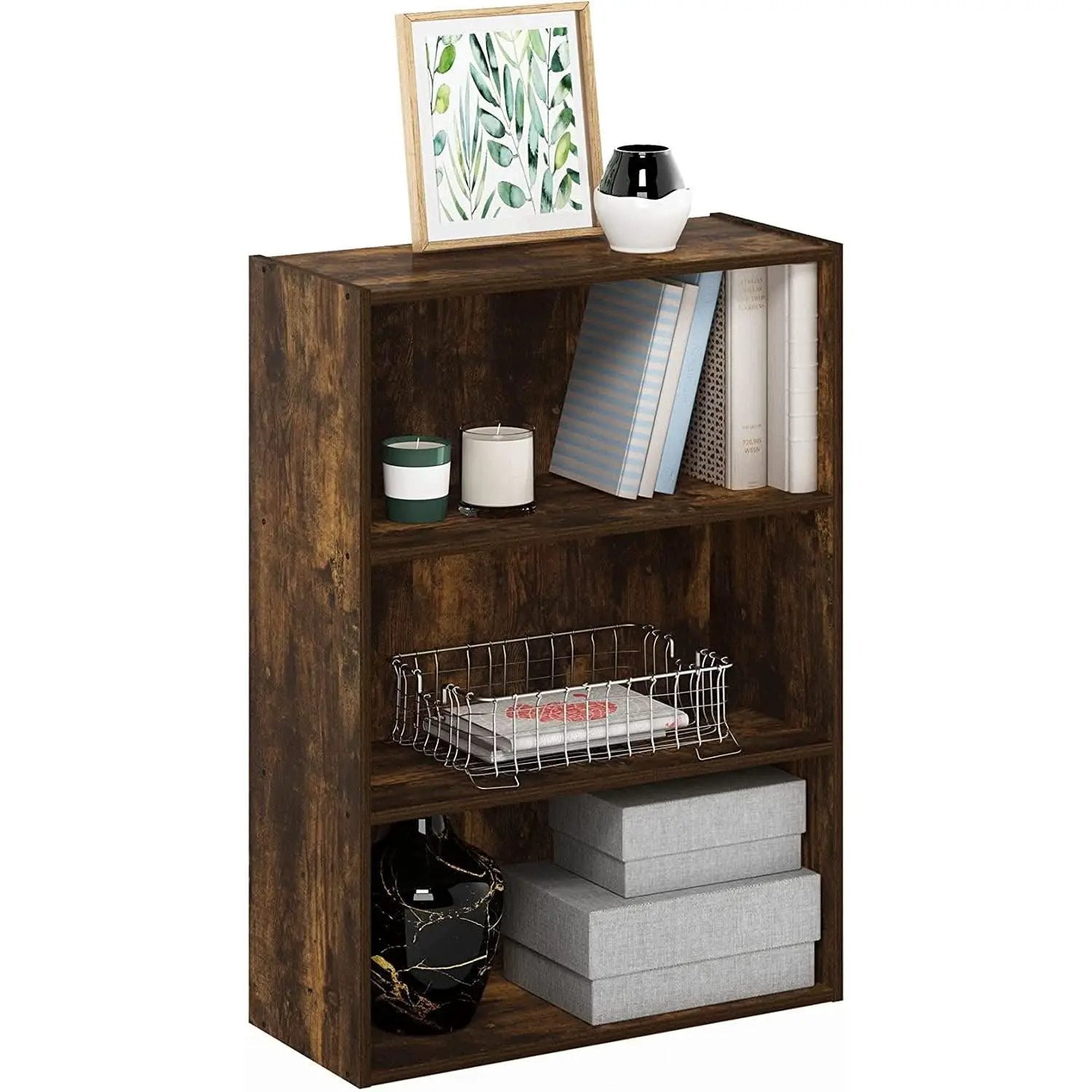 Pasir 3 Tier Open Shelf Bookcase Amber Pine Finish from PriceLows™