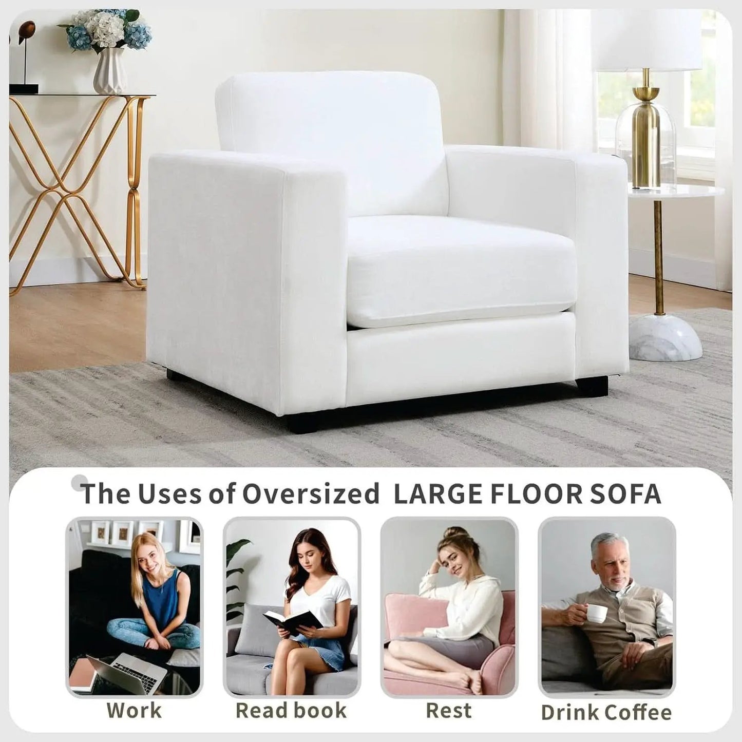 39 Inch Oversized Chenille Upholstered Accent Chair from PriceLows™