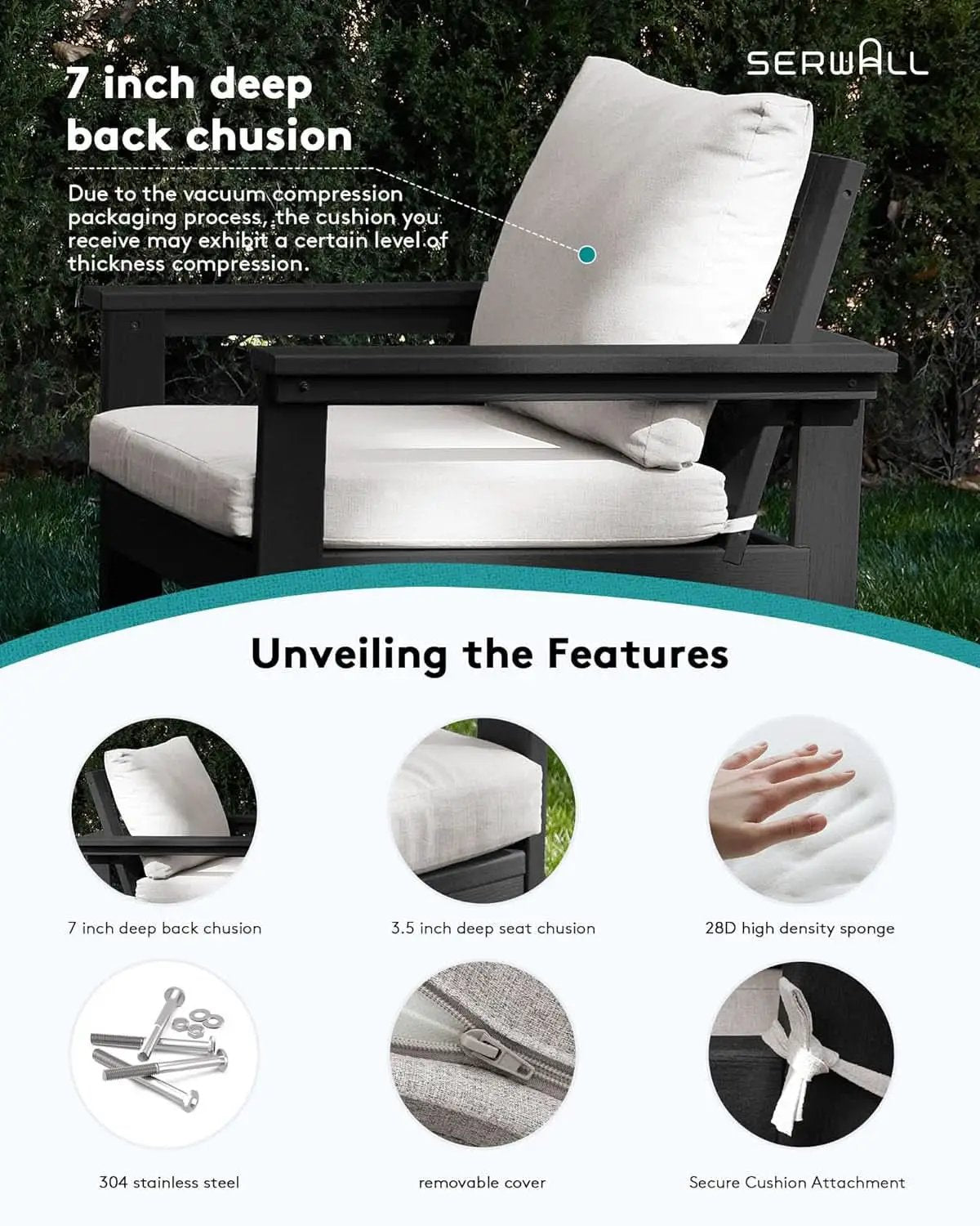 HDPE Outdoor Patio Furniture Set 7 Piece All Weather from PriceLows™
