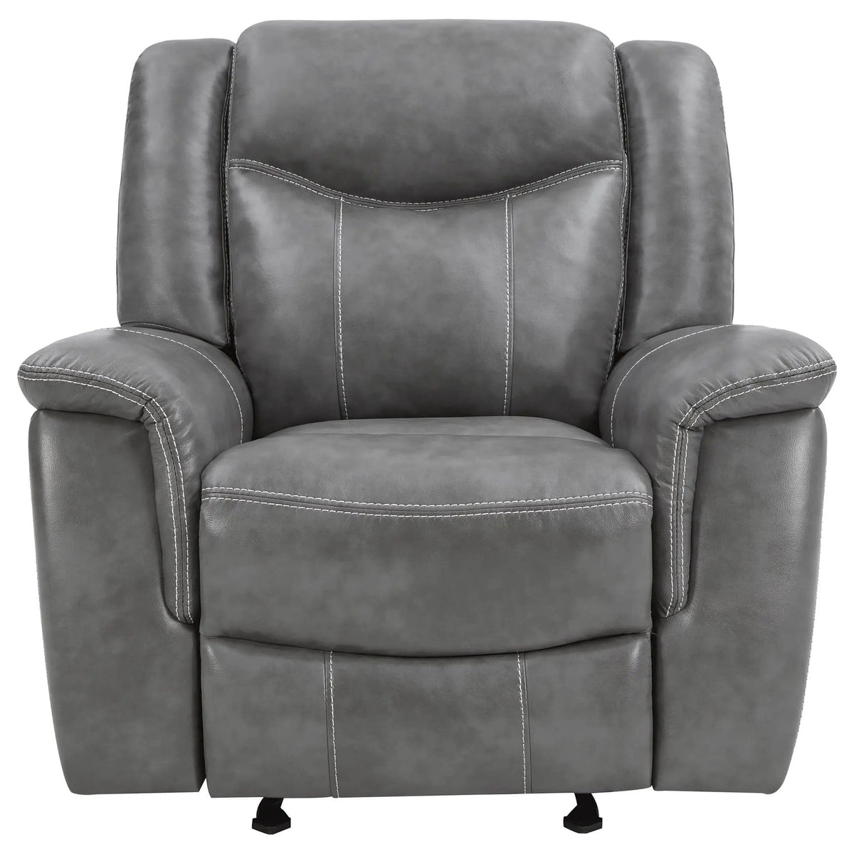 Conrad Upholstered Padded Arm Glider Recliner Reclining Chair | 42 x 41 x 40 in | Faux Leather | Grey
