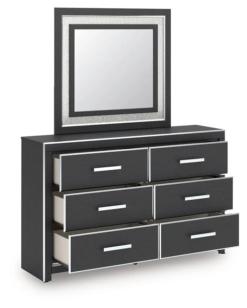 Zuraleus Six Drawer Dresser | Large-Scale Handles | Chrome-Tone Details | Glam Style