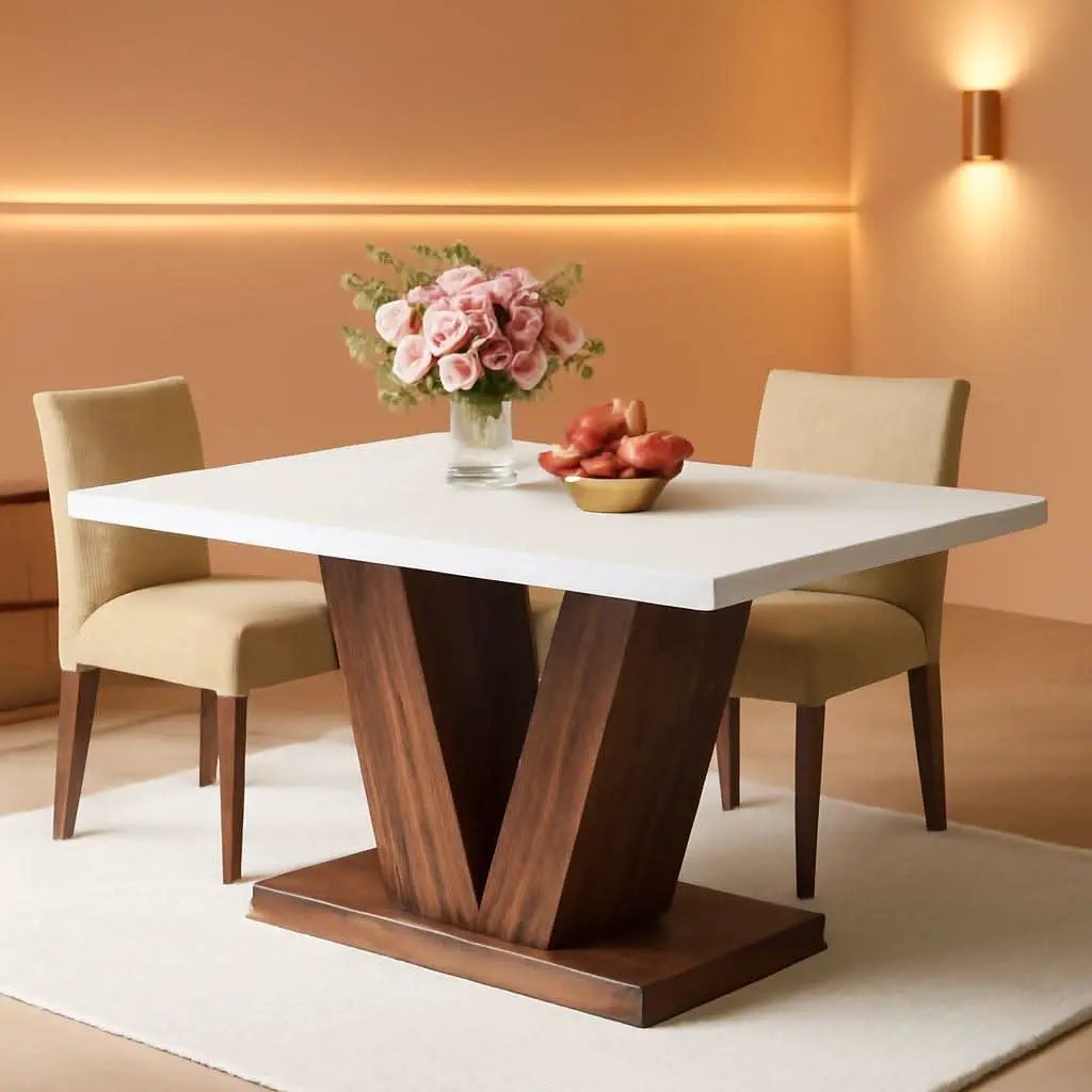 47 Inch White Oak Dining Table With Heavy Pedestal Base from PriceLows™