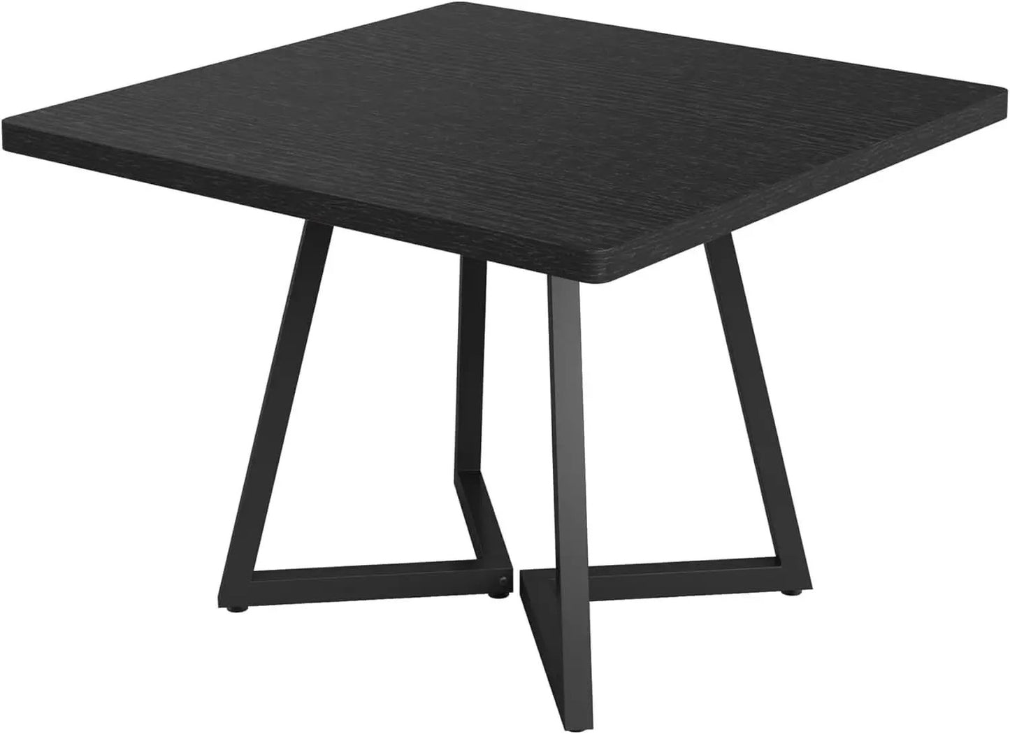 Square 31.5 Inch Industrial Dining Table Black Wood Panels from PriceLows™