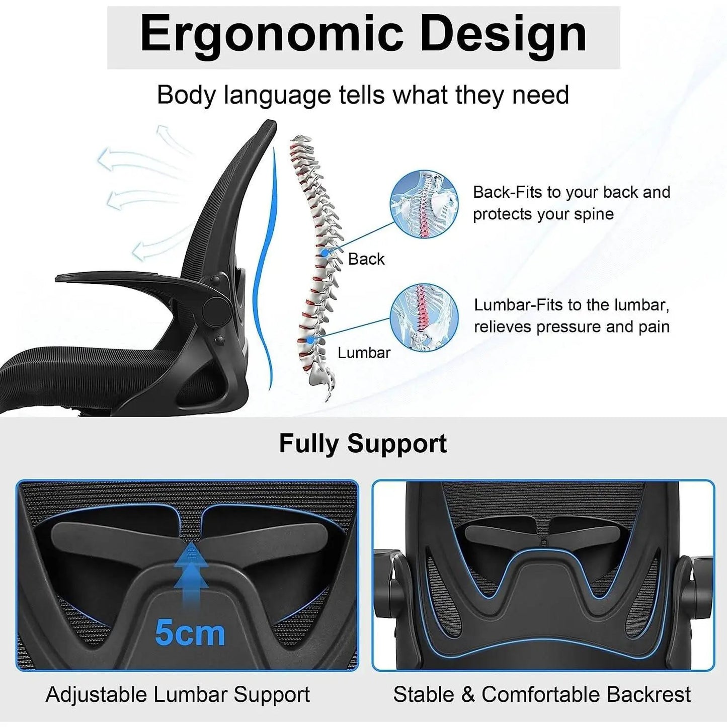 Ergonomic Mesh Office Chair With Adjustable Height from PriceLows™