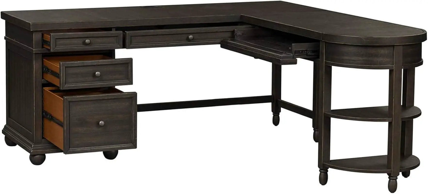 Contemporary L Shaped Desk USB Charging Drawer from PriceLows™