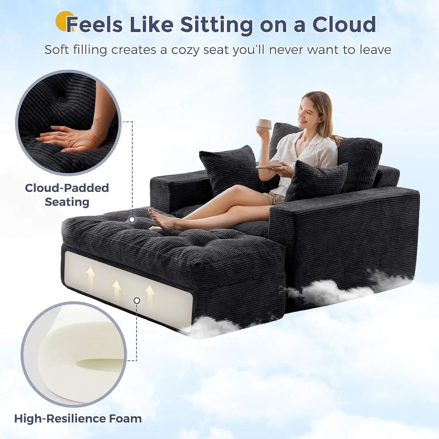 Black Luxurious Modular Sectional Sofa With Chaise from PriceLows™