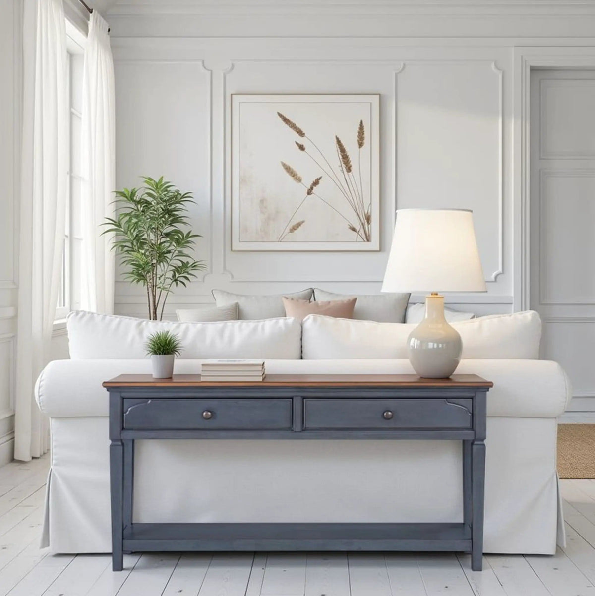 Sofa Table - | 60 x 15 x 30 in | Wood | Blue