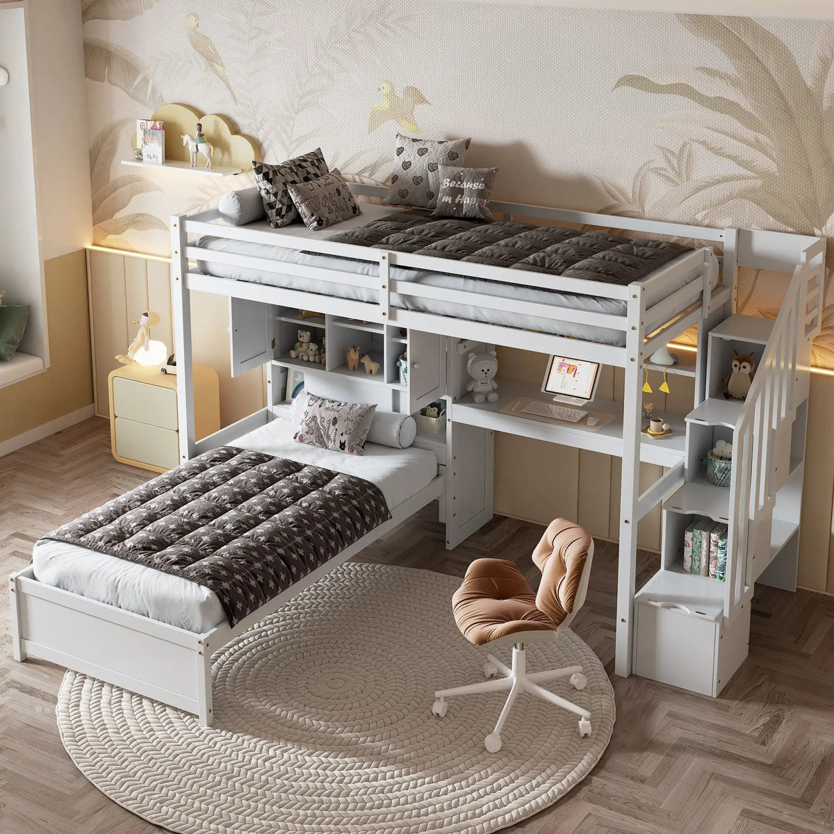 Loft Bed | Solid Pine Wood | Built In Desk | Side Storage