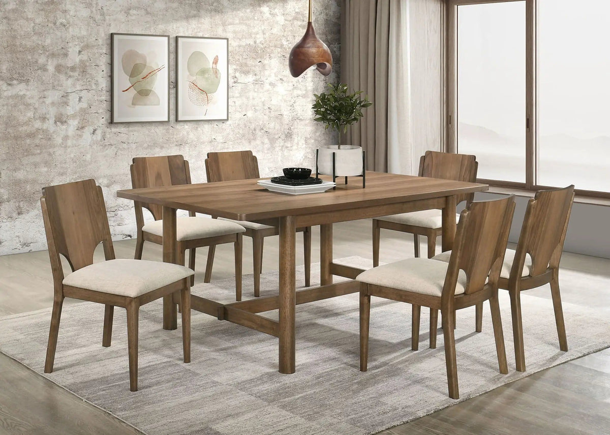 Crestmore 7-piece Rectangular Dining Table Set | 7-Piece Set | Walnut Wood | Walnut