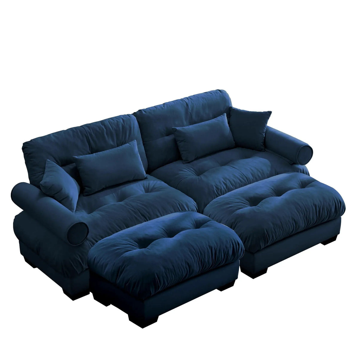 Modular Sectional Sofa | Deep Comfort Cushions | Vintage Fabric Ottoman