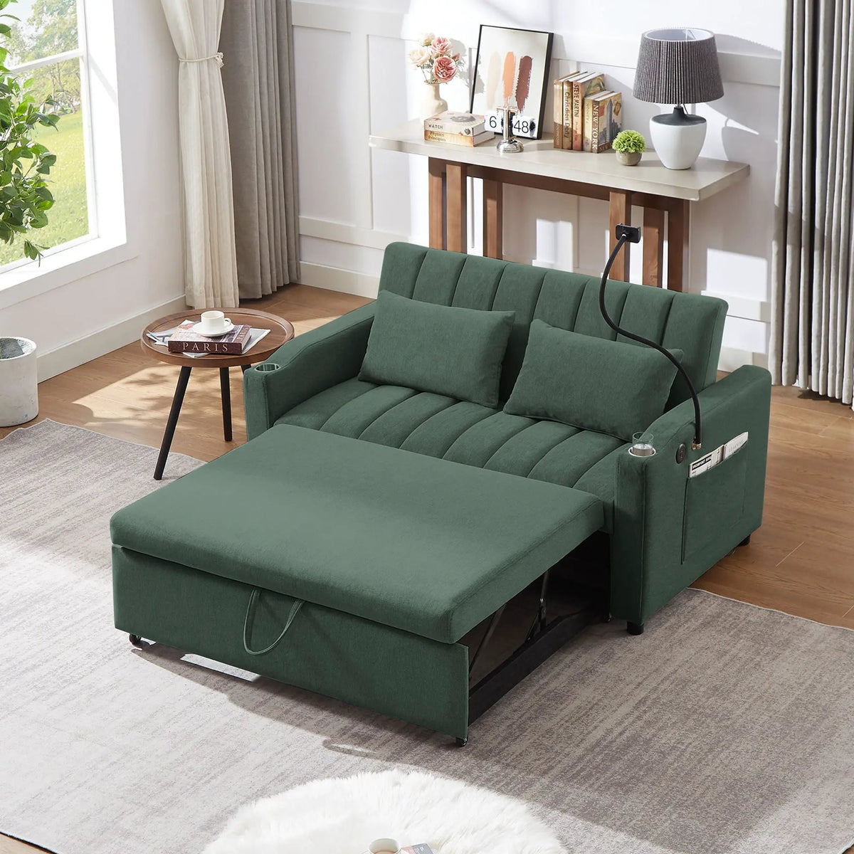 Convertible Sofa Bed | Adjustable Backrest | USB Charging Ports