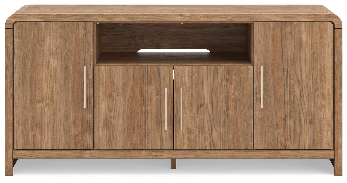 Dovander Extra Large TV Stand | 62.91 x 15.47 x 30.39 in | Walnut Wood & Mdf | Brown