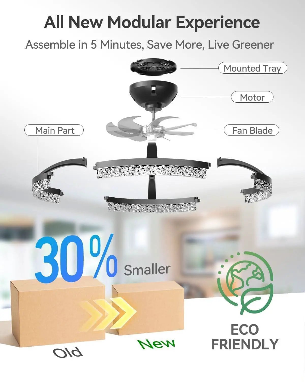20 Inch Black Low Profile Ceiling Fan With Remote Dimmable from PriceLows™