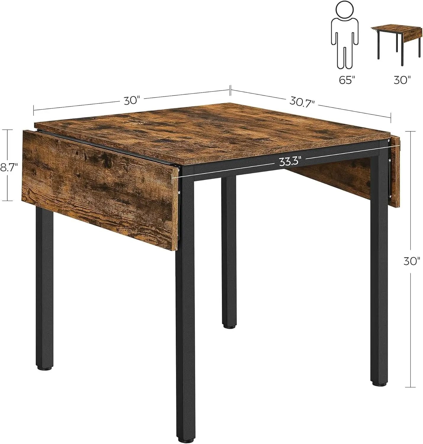 Folding Dining Table Drop Leaf Extendable Brown For Small Spaces Seats 2 To 4 from PriceLows™