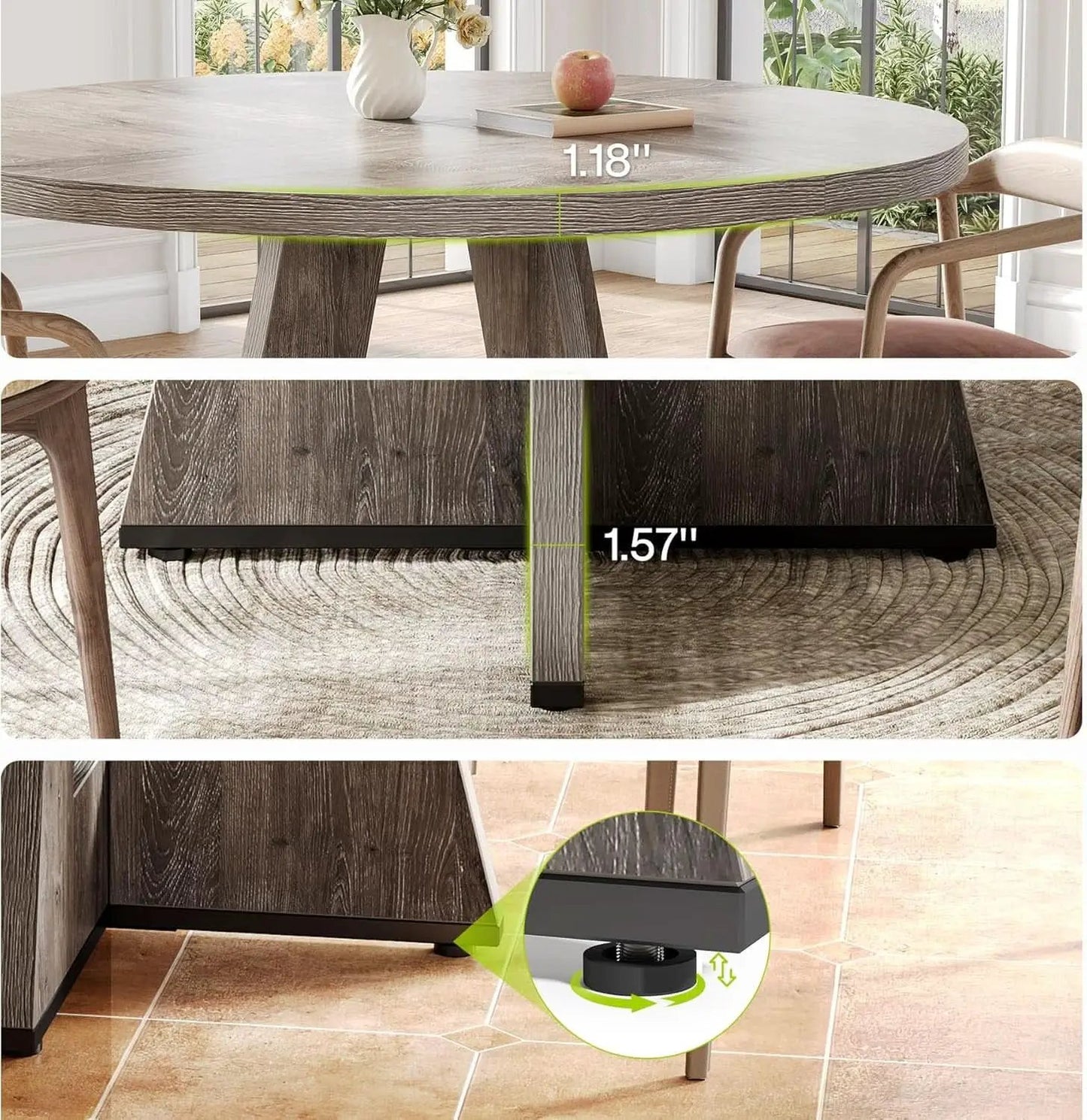 Round 47 Inch Dining Table For 4 To 6 With Grey Pedestal from PriceLows™