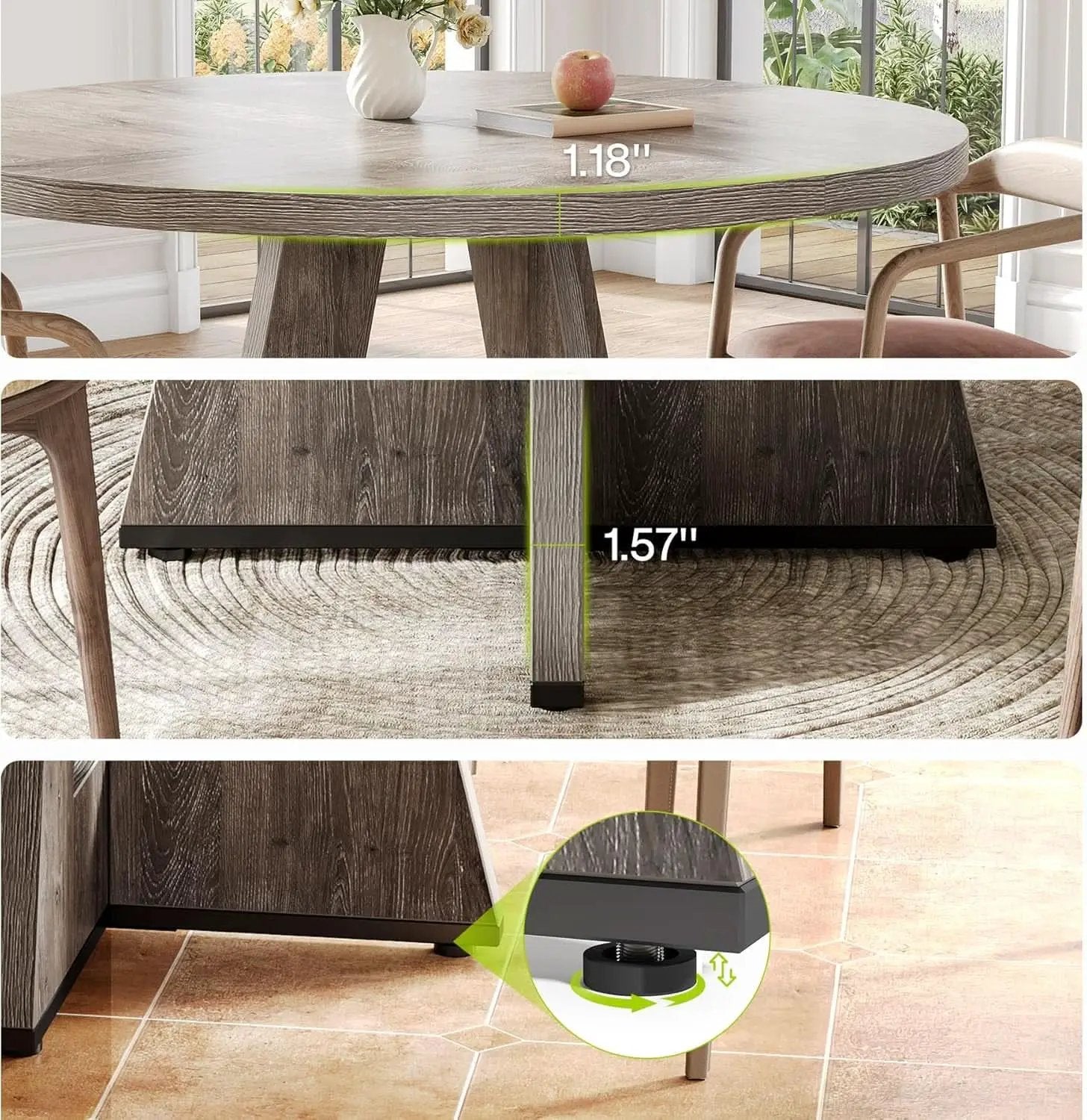 Round 47 Inch Dining Table For 4 To 6 With Grey Pedestal from PriceLows™