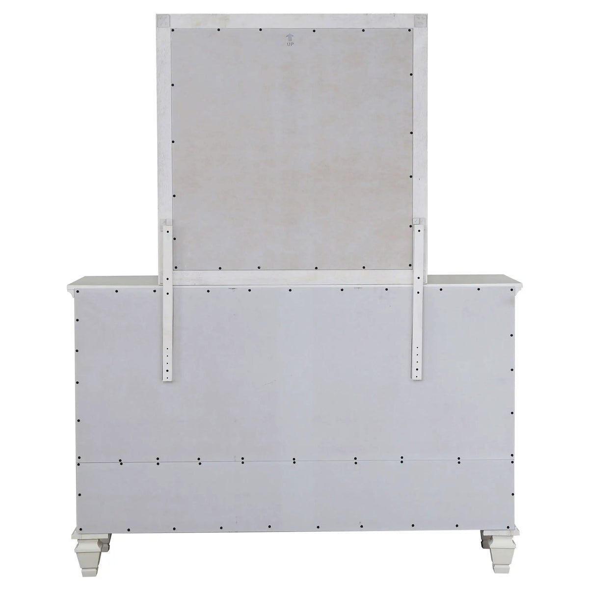Sandy Beach 11-drawer Dresser with Mirror Cream | 61.25 x 18.5 x 76 in | Engineered Wood & Tempered Glass | White