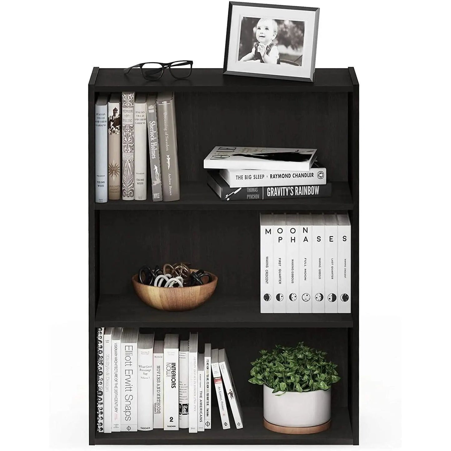 Pasir 3 Tier Open Shelf Bookcase In Espresso Finish from PriceLows™