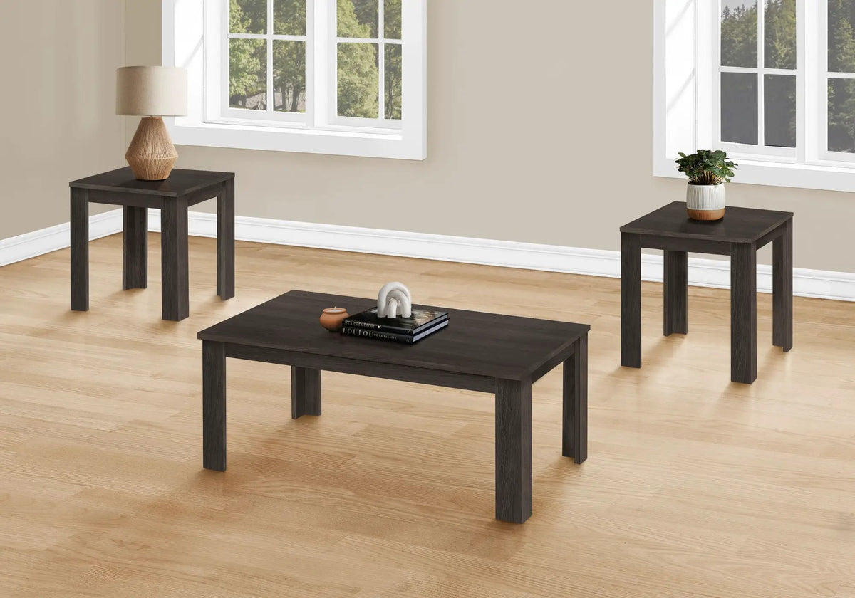Oak Coffee Table Set | Set Of 3 | Transitional Style | 44 Inch Coffee Table