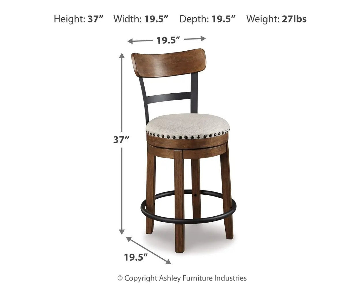 Valebeck Swivel Stool | Full Back | Rustic-Industrial Style | Barstool Height