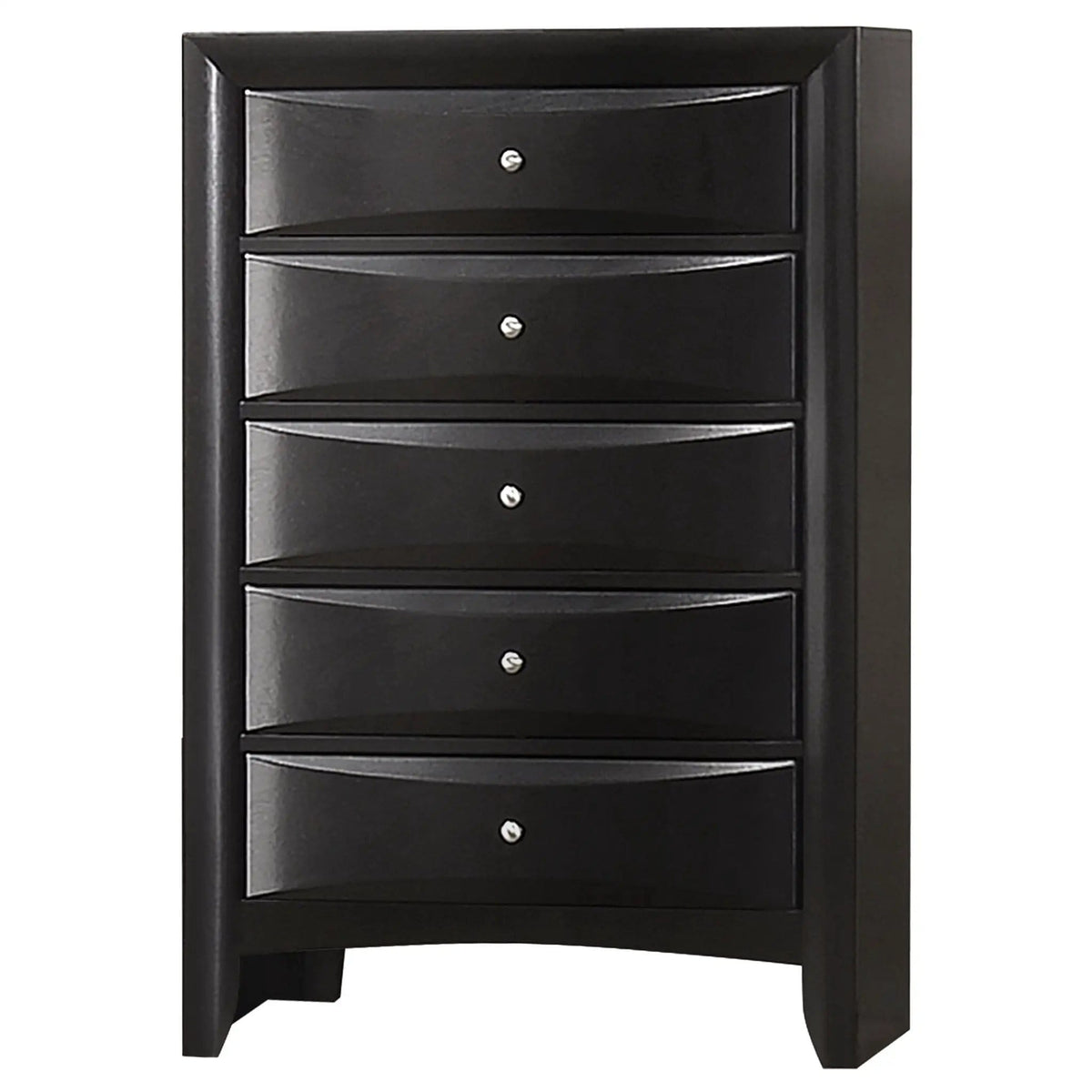 Briana 5-drawer Bedroom Chest | 31.5 x 16.75 x 48.75 in | Rubberwood & Engineered Wood | Black