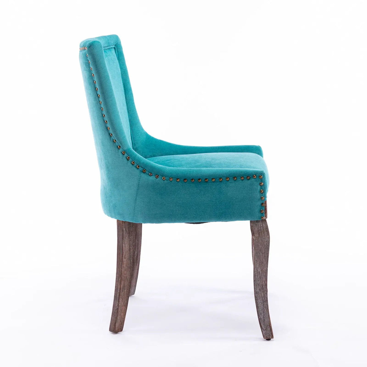 Ultra Nail Head Dining Chairs | Set Of 2 | Neutral Solid Wood Legs | Soft Fabric