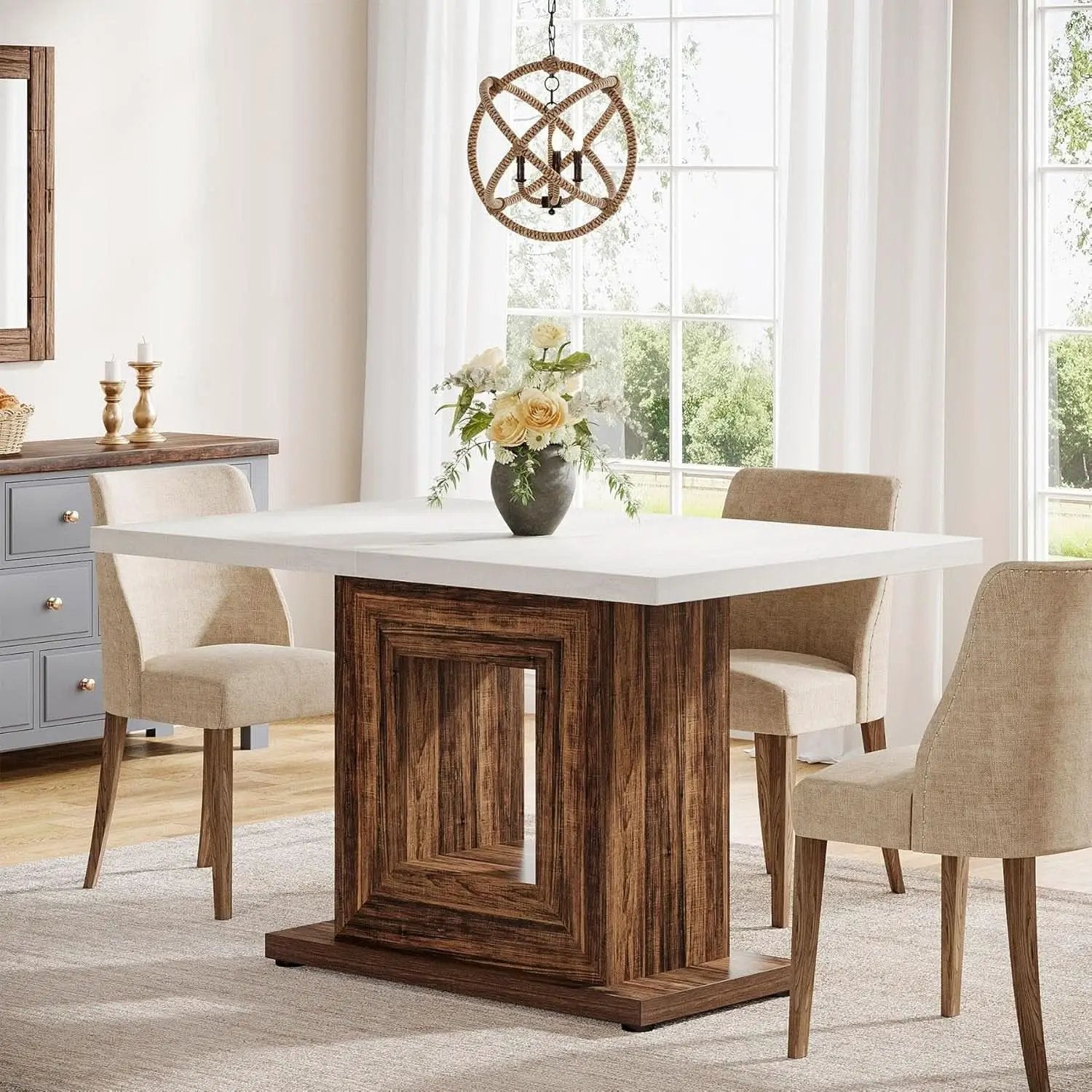 47 Inch Pedestal Dining Table For Small Kitchen Use from PriceLows™