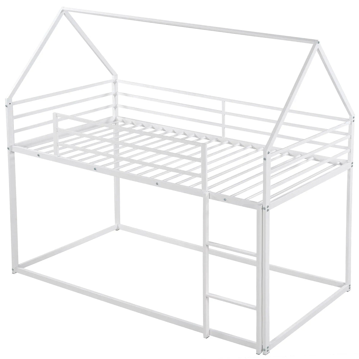 House Bunk Bed | With Built In Slide | Solid Metal Frame | Twin Over Twin