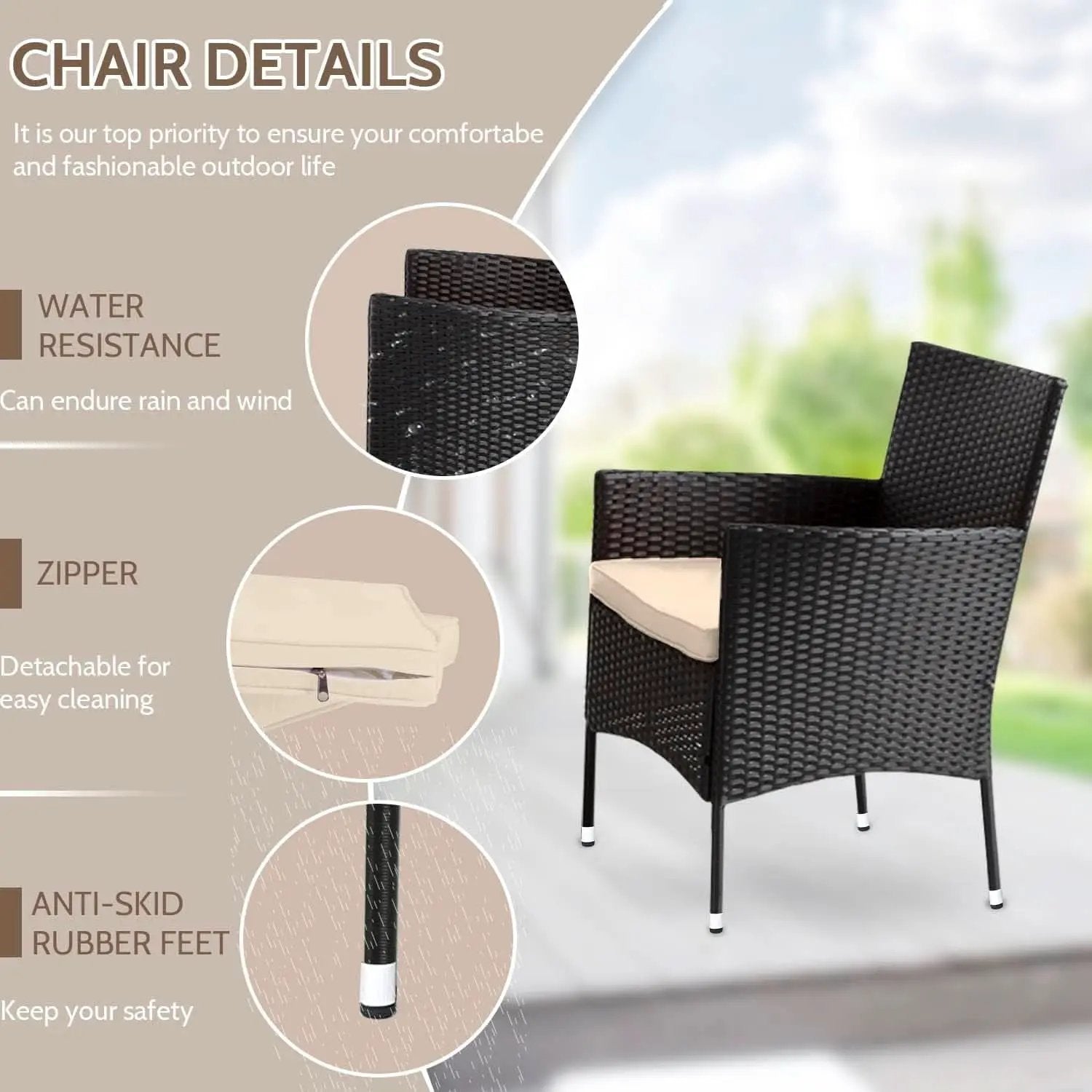 Outdoor Rattan 4 Piece Patio Furniture Conversation Set from PriceLows™