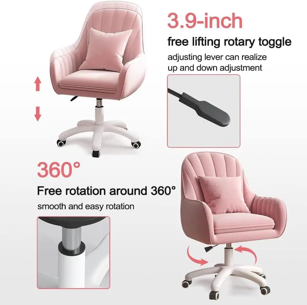 Velvet Home Office Chair With Tufted Mid Back And Height Adjustment from PriceLows™