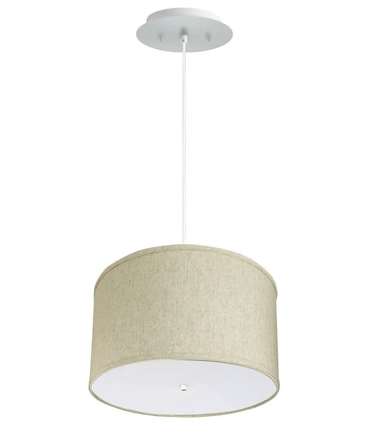 2 Light Pendant | Textured Oatmeal Shade | White Cord | 18 Inch