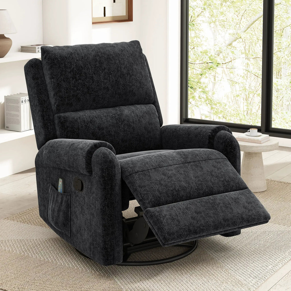 Manual Massage Recliner | Swivel Rocker | 8 Massage Modes | Side Storage Pocket