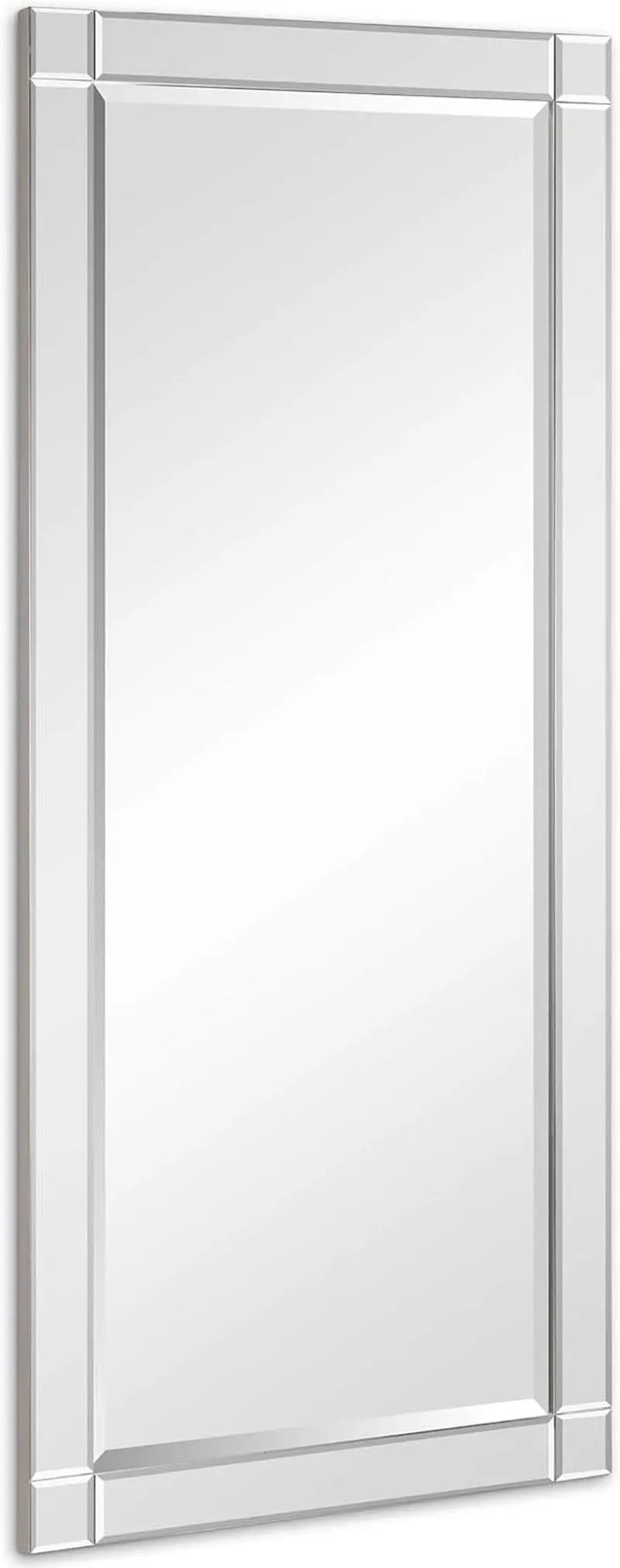 Modern Squared Corner Rectangle Wood Wall Mirror 24 x 54 from PriceLows™