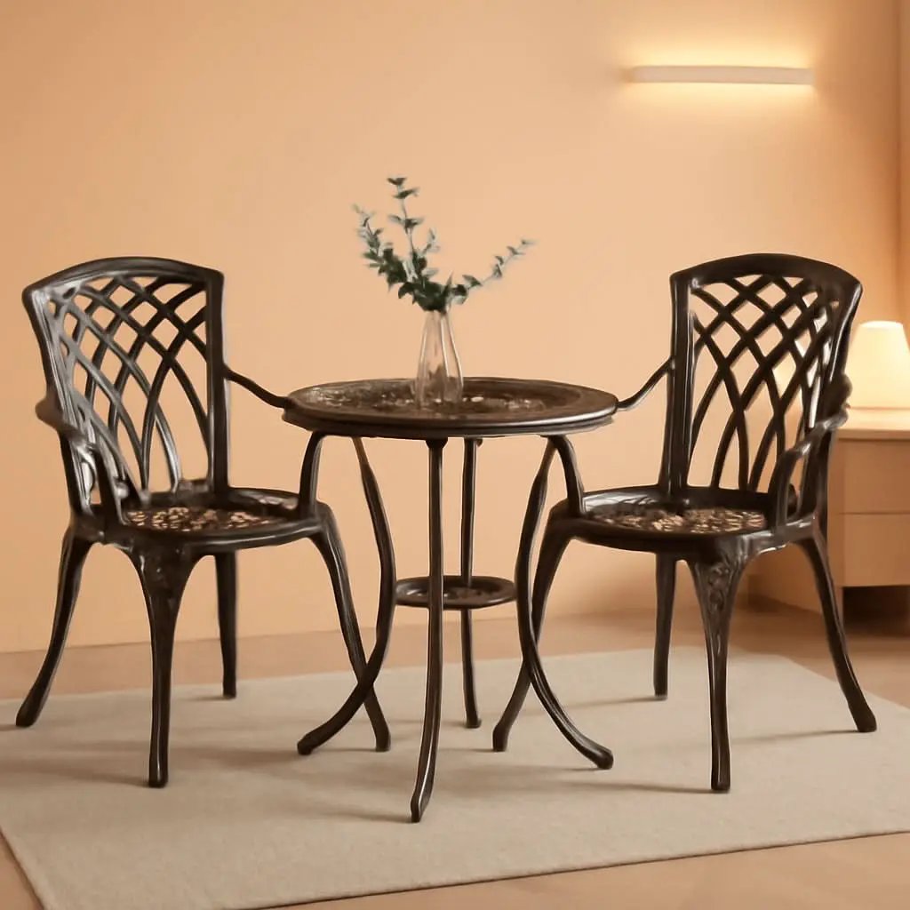 Bistro Set 3 Piece Rustproof Cast Aluminum Furniture Bronze from PriceLows™