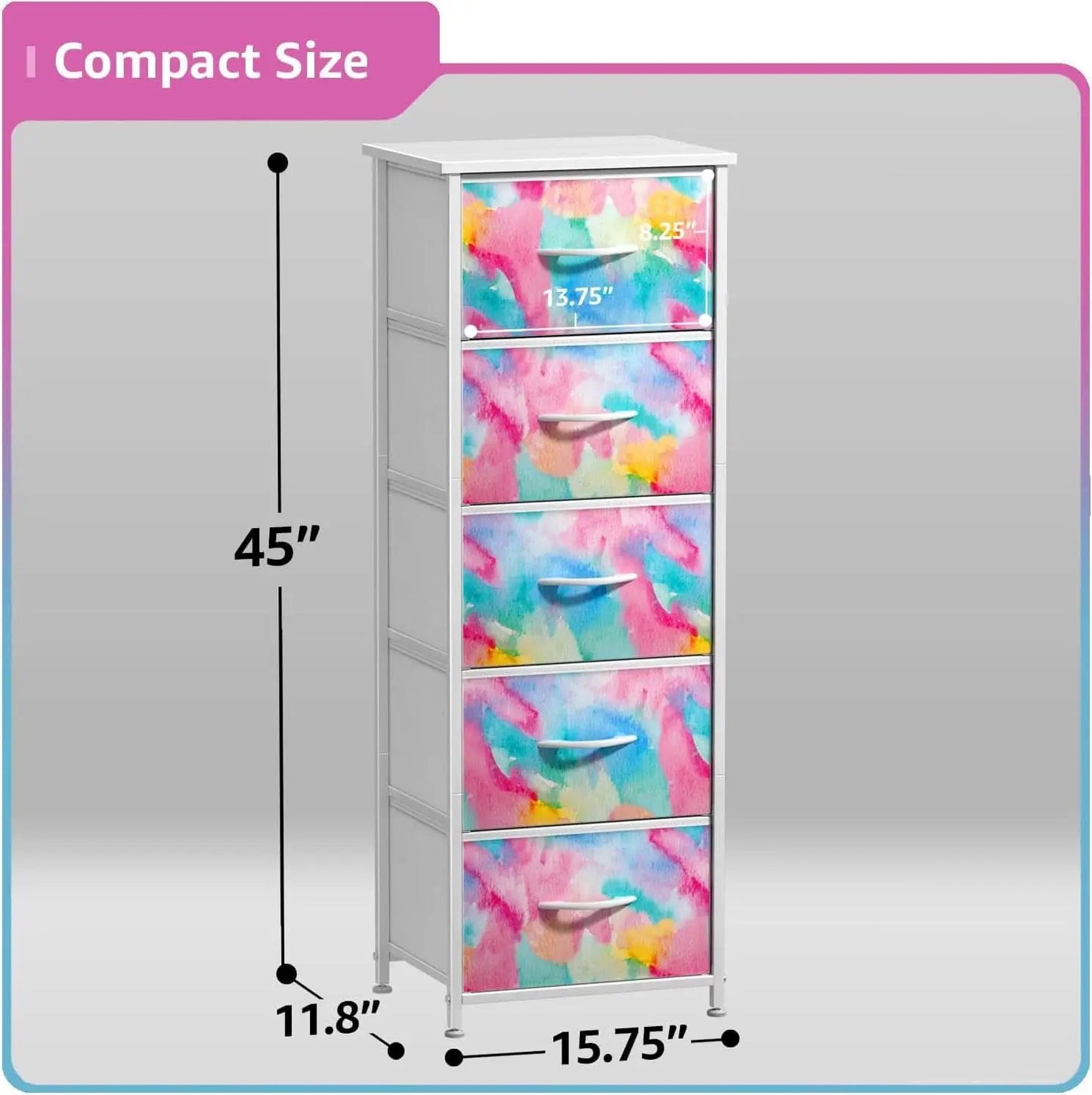 Kids Dresser Five Drawer Storage Chest With Fabric Drawers from PriceLows™