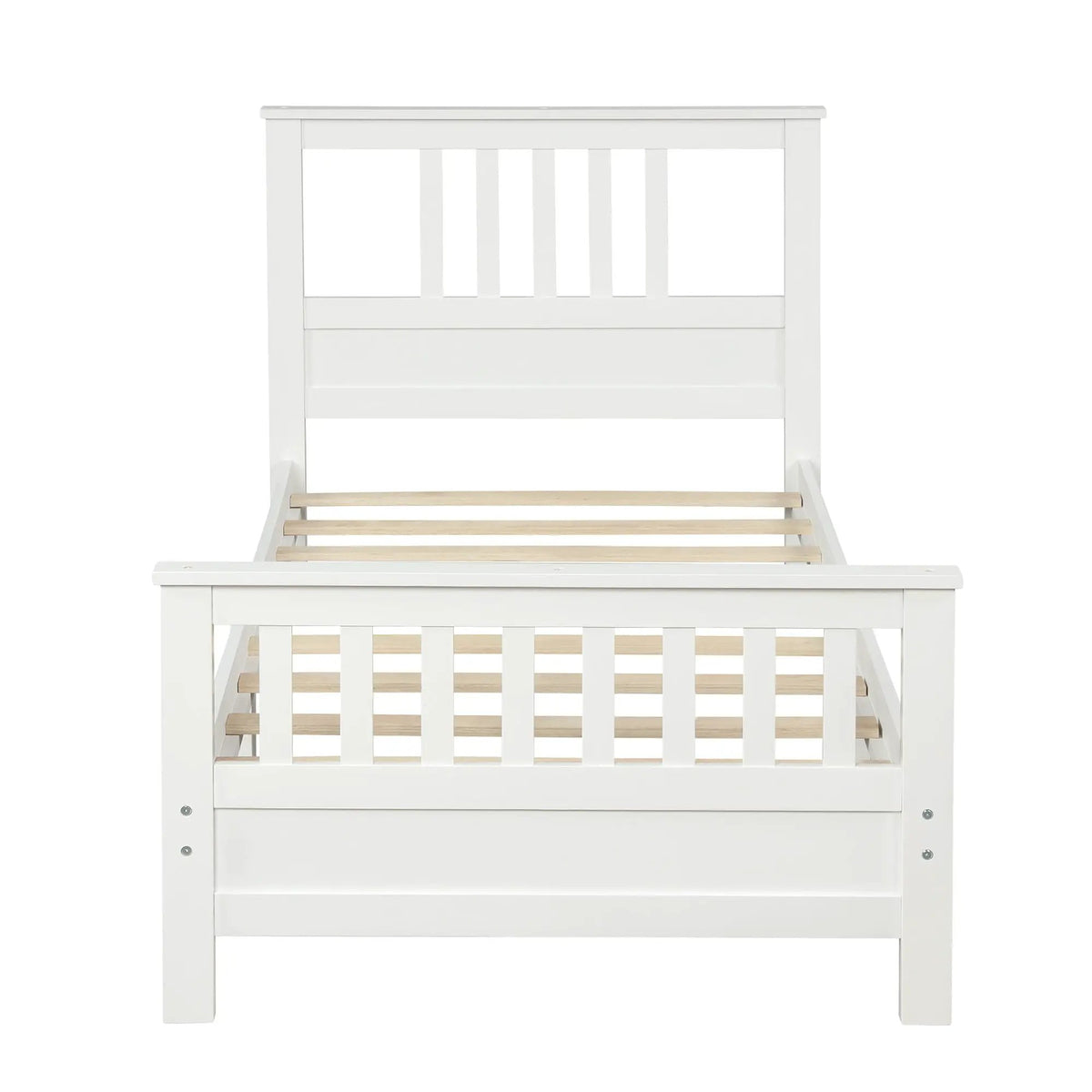 Platform Bed | Solid Pine Frame | Paneled Headboard | Wood Slats