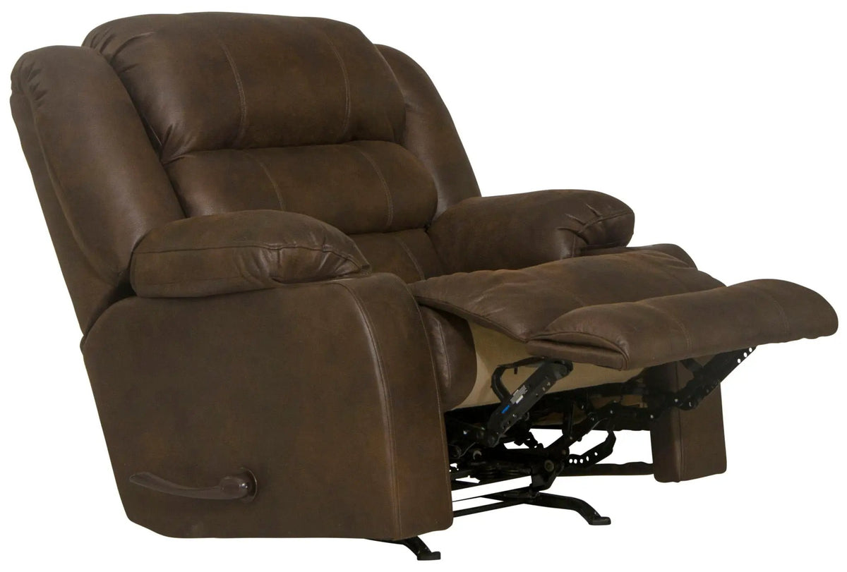 Beckley Rocker Recliner With Cupholders Rocker Chair | 2 Pieces | Walnut & Faux Leather | Living Room