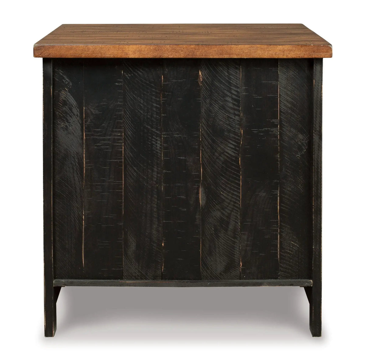 Valebeck Rectangular End Table | Black And Brown | Pine Veneers | Door With Adjustable Shelf