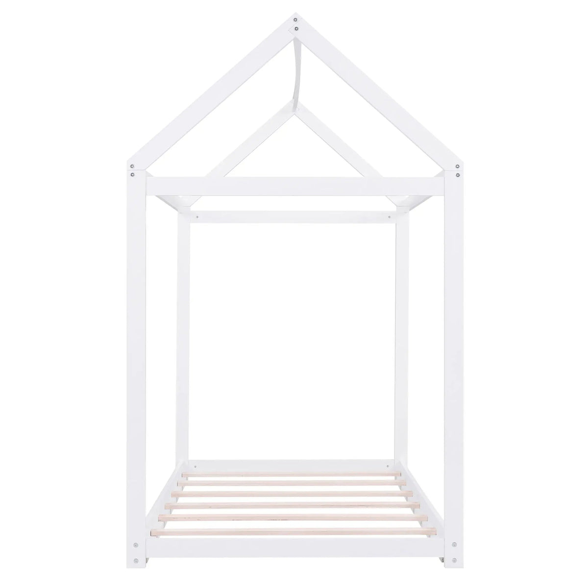 Wooden House Shaped Bed | Roof-Like Structure | Low Profile Design | 78.3 Inch Length