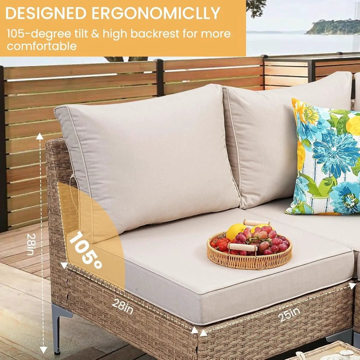 7 Piece Wicker Patio Furniture Set with Thick Cushions from PriceLows™