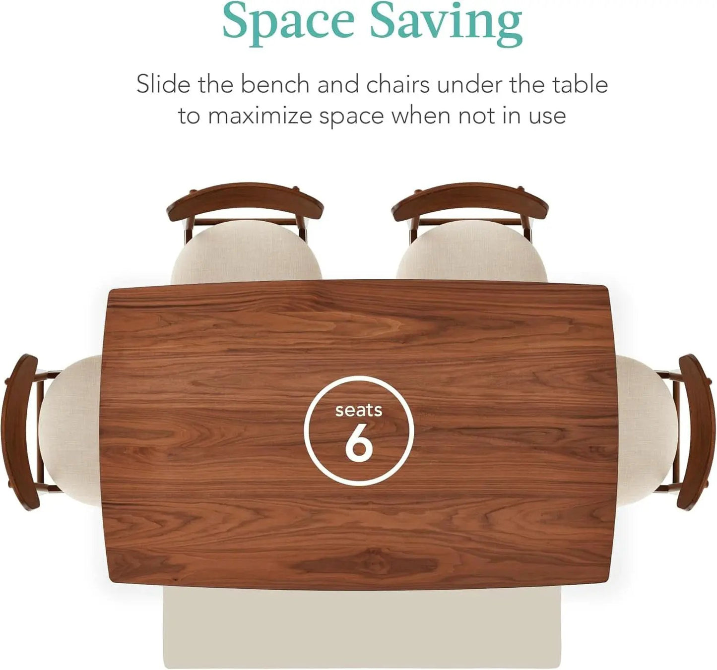 Walnut Rubberwood Dining Set With Upholstered Bench from PriceLows™