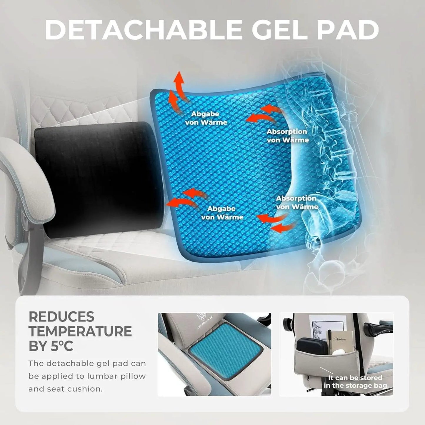 Grey Gaming Chair With Pocket Spring Cushion And Gel Pad from PriceLows™